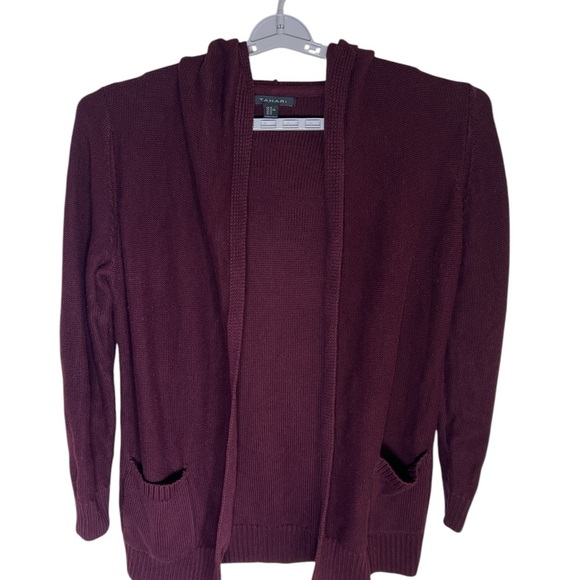 TAHARI 💥 Hooded Burgundy Women’s Sweater XL - Picture 1 of 5